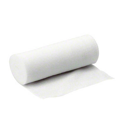 Elastischer Fixierverband, gerollt und mit Vliesstreifen in Weiß