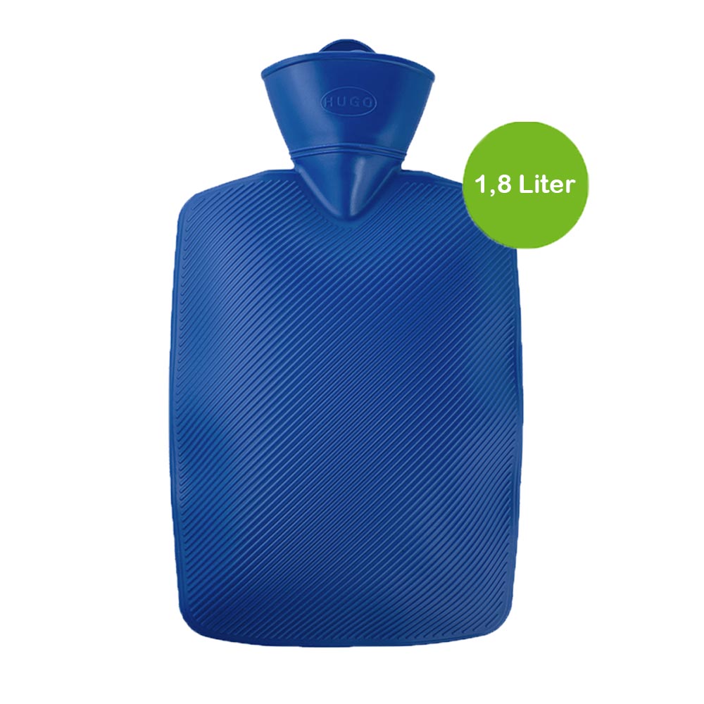 Hugo Frosch Klassik Wärmflasche 1,8 l, Lamelle, blau