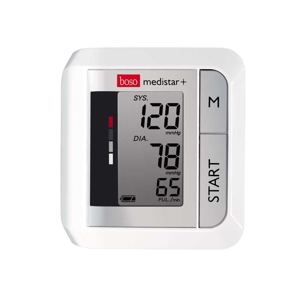Kompaktes boso medistar+ Handgelenk-Blutdruckmessgerät mit LCD-Anzeige (SYS/DIA/PUL)