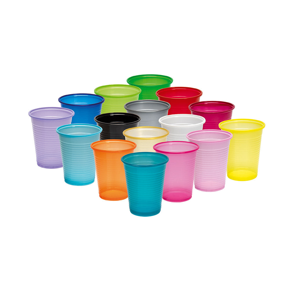 Bunte Einwegbecher in mehreren Farben, 180 ml