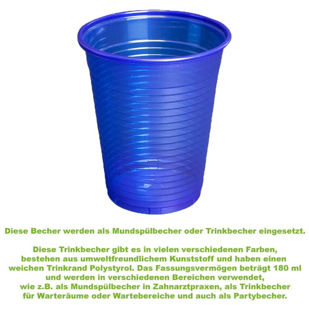 Blauer Einwegbecher mit geripptem Muster, 180 ml