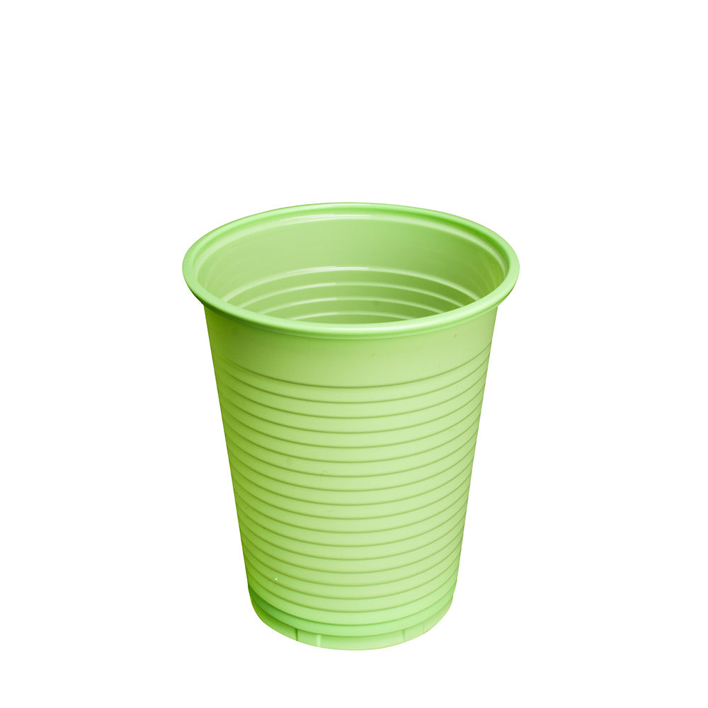 Grüner Einwegbecher mit gerippten Ringen, 180 ml