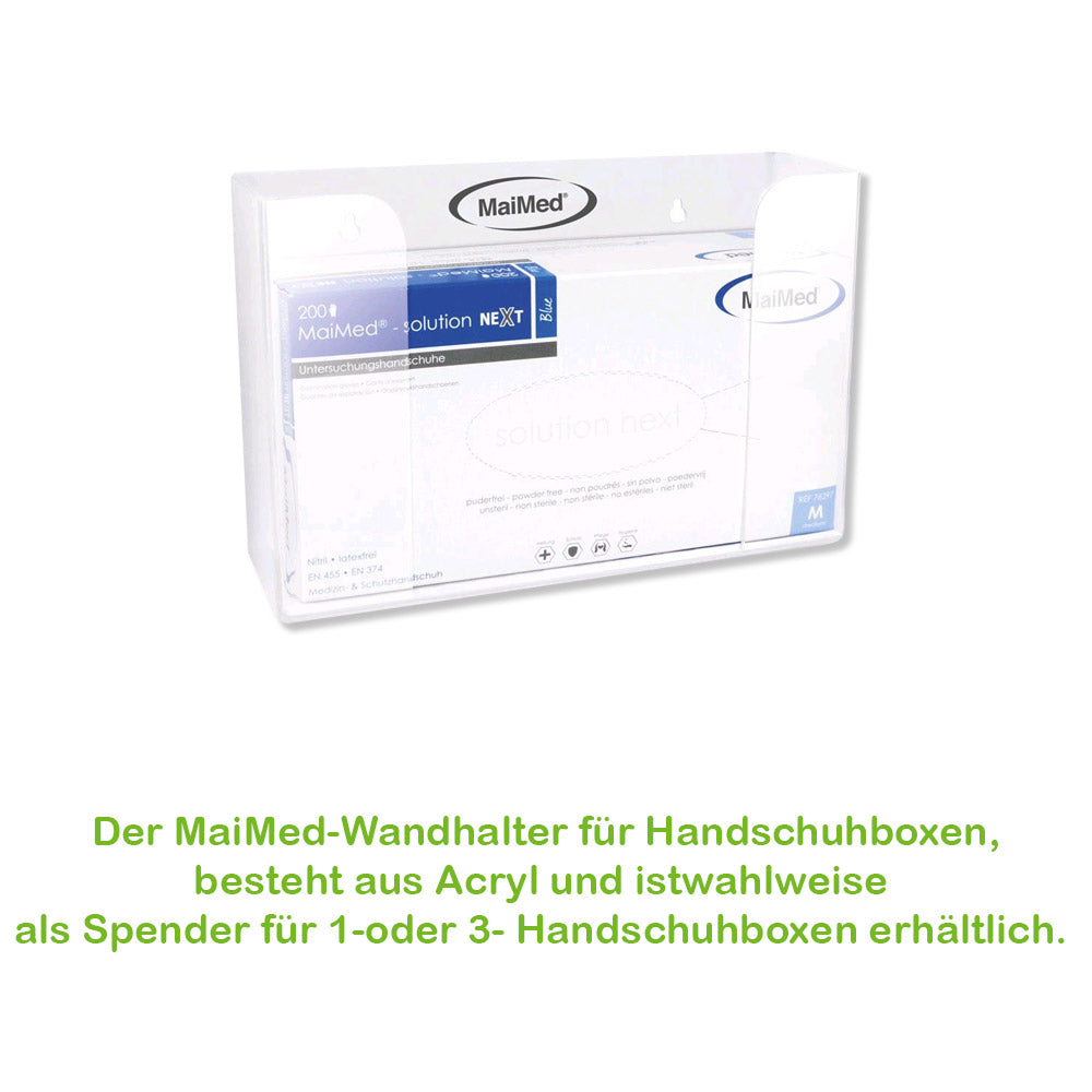 Acryl-Wandhalter für Handschuhboxen, transparente Abdeckung, MaiMed-Logo