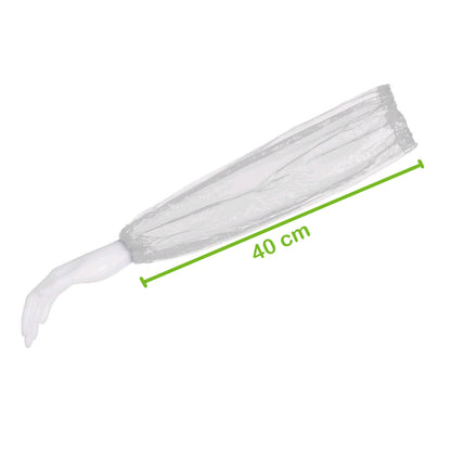 PE-Ärmelschoner weiß, Einmal-Armstulpe aus Polyethylen, Länge 40 cm, elastischer Abschluss