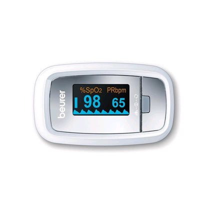 Beurer Pulsoximeter PO30 am Handgelenk, Display mit SpO2- und PRppm-Werten