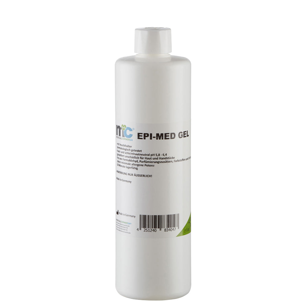 IPL-Kontaktgel EPI-MED GEL, Flasche schräg von hinten mit Etikett