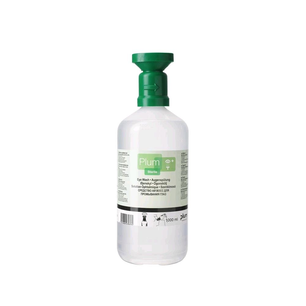 Augenspülflasche mit grüner Kappe und transparentem Flaschenkörper, 1000 ml