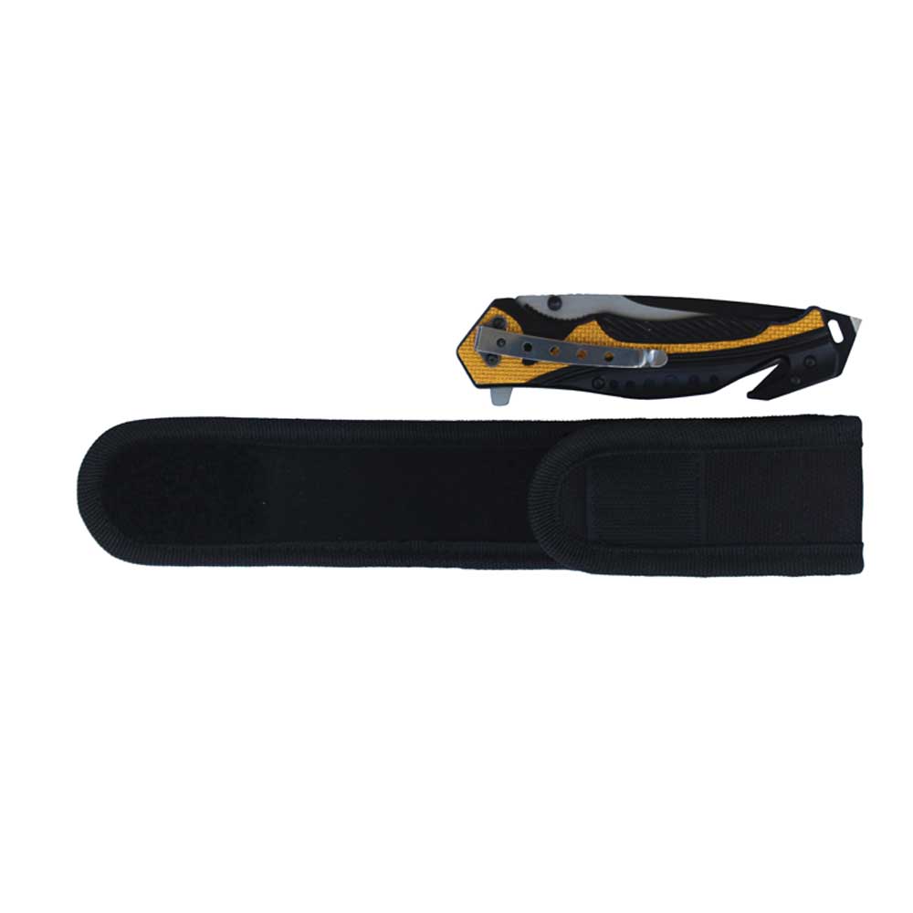 TEE-UU Tool Holster für Rettungsmesser, schwarzes Etui mit eingesetztem Rettungsmesser