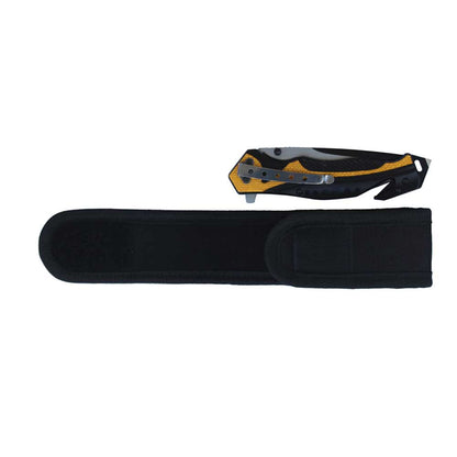 TEE-UU Tool Holster für Rettungsmesser, schwarzes Etui mit eingesetztem Rettungsmesser