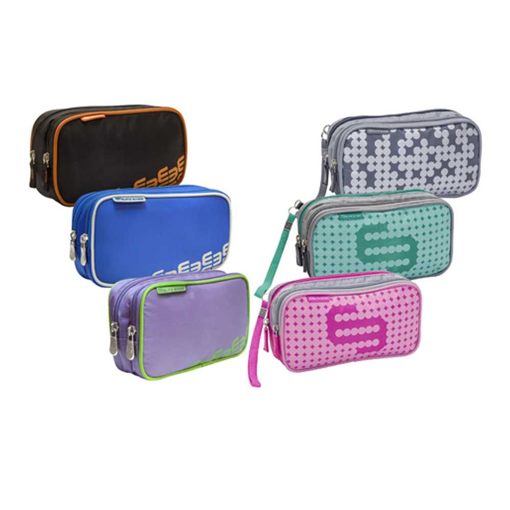 Diabetikertaschen-Set: mehrere Kühlertaschen in Blau, Lila, Türkis und Pink.