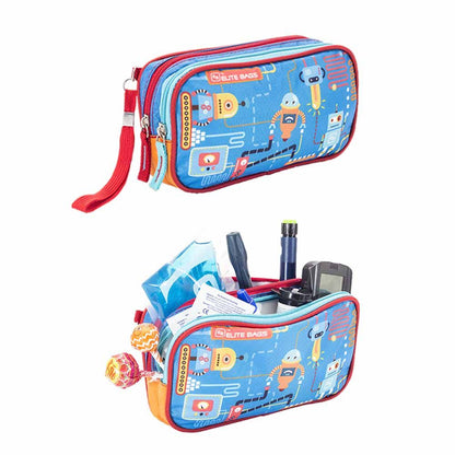 Kinder-Diabetikertasche blau mit Reißverschluss, Trageschlaufe; innen sichtbar