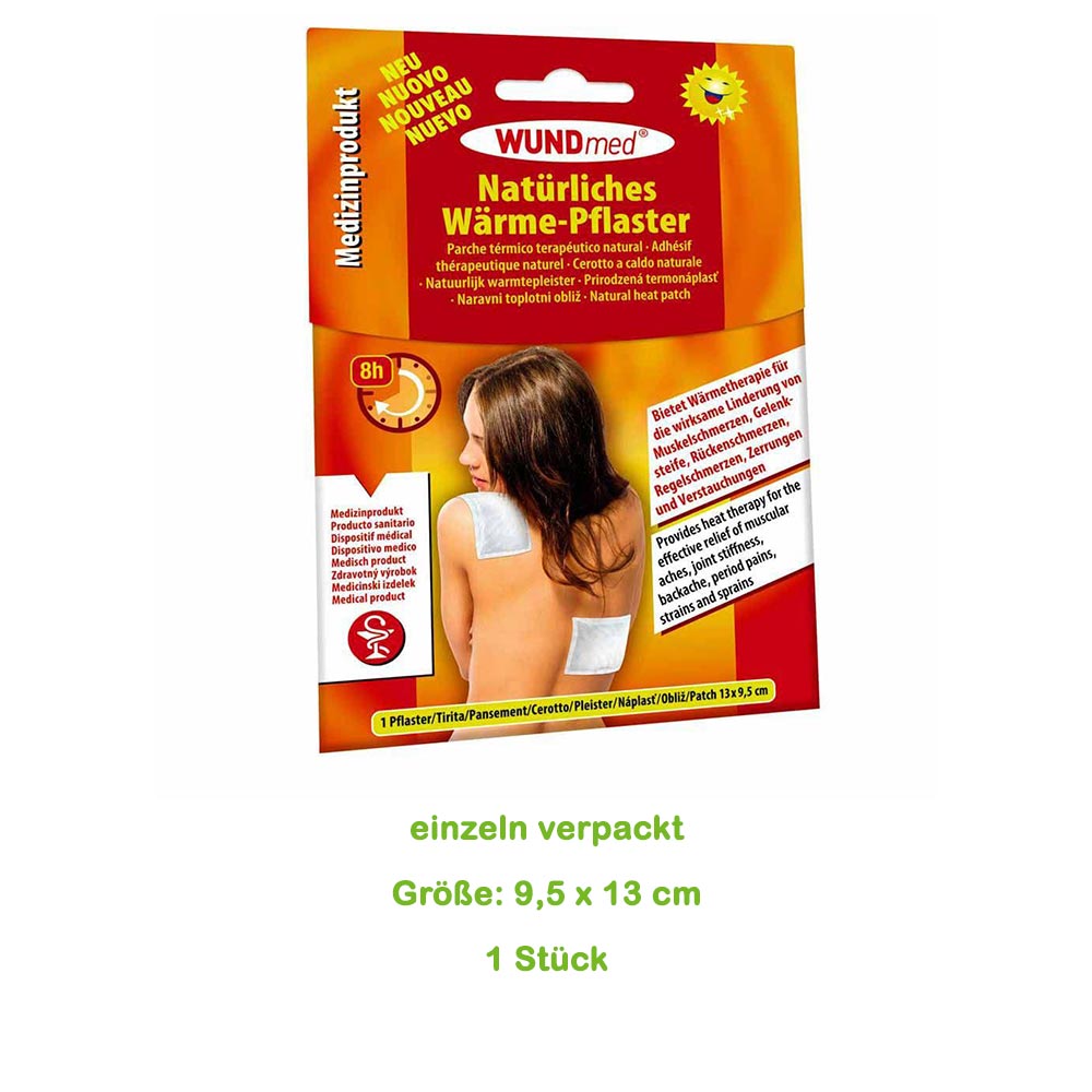 Holthaus Medical Wärmepflaster 9,5x13 cm: verpackt, Größe- und Stückhinweis sichtbar