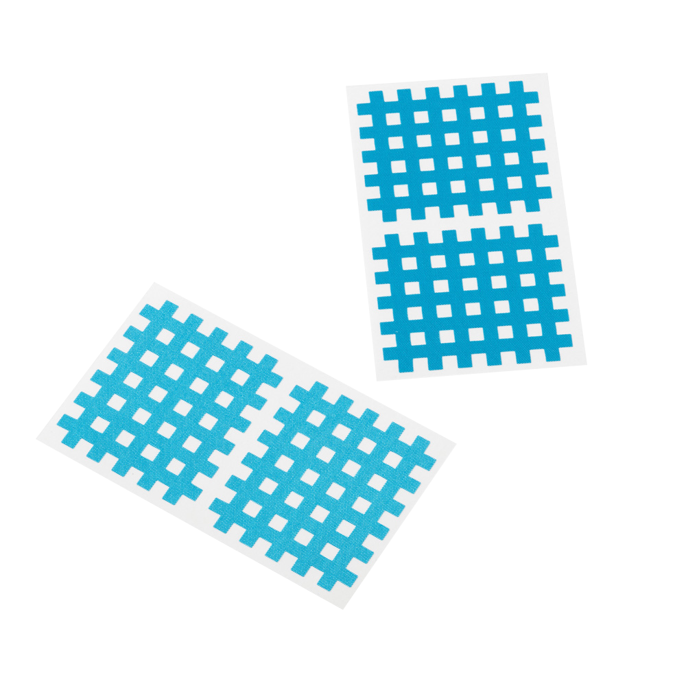 Kinesiologie-Cross-Patches aus Gitter in Blau, zwei Aufkleber