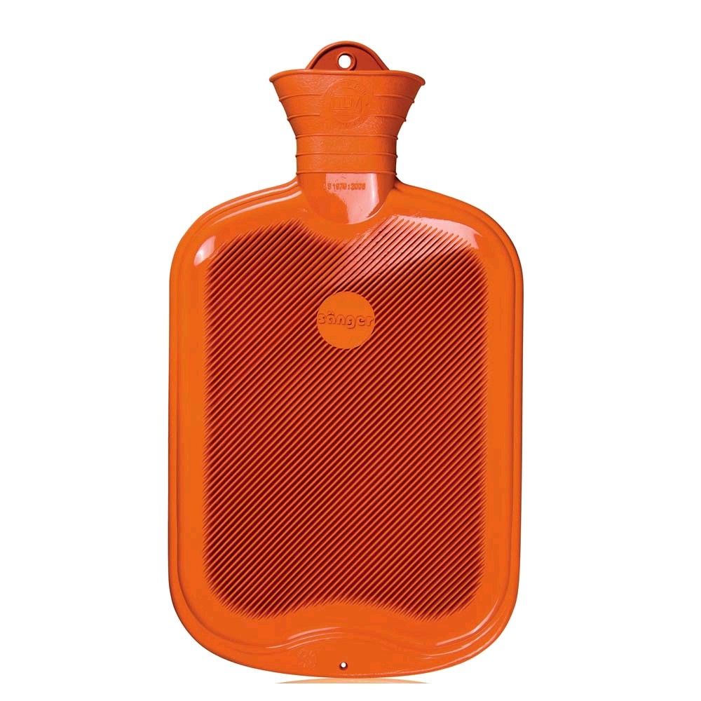 Gummi-Wärmflasche mit Lamellen, 2 l, orange