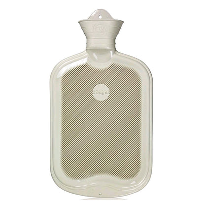 Gummi-Wärmflasche mit Lamellen, 2 l, weiß/grau