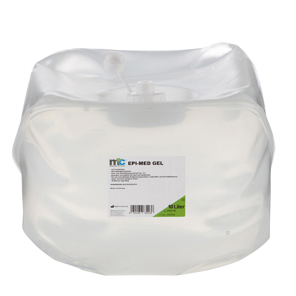 EPI-MED IPL-Kontaktgel im 10-Liter-Beutel mit Etikett und Verschluss