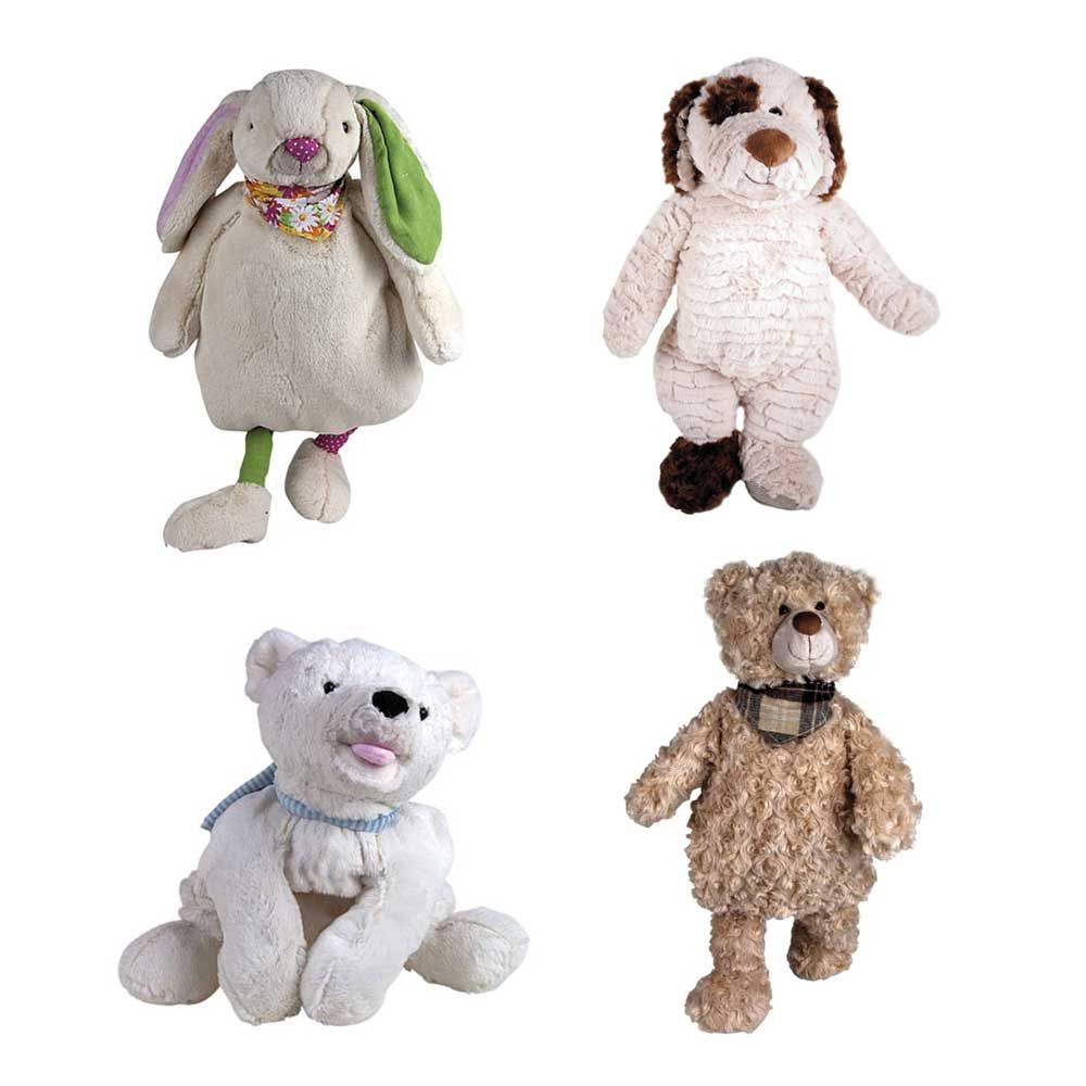 Kinder-Wärmflasche mit Kuscheltier-Bezug, 4 Modelle: Hase, Hund, Bär