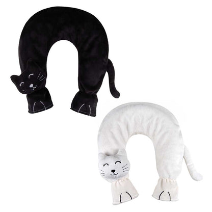 Nackenwärmflasche mit Katzenbezug, U-Form, schwarze und weiße Variante