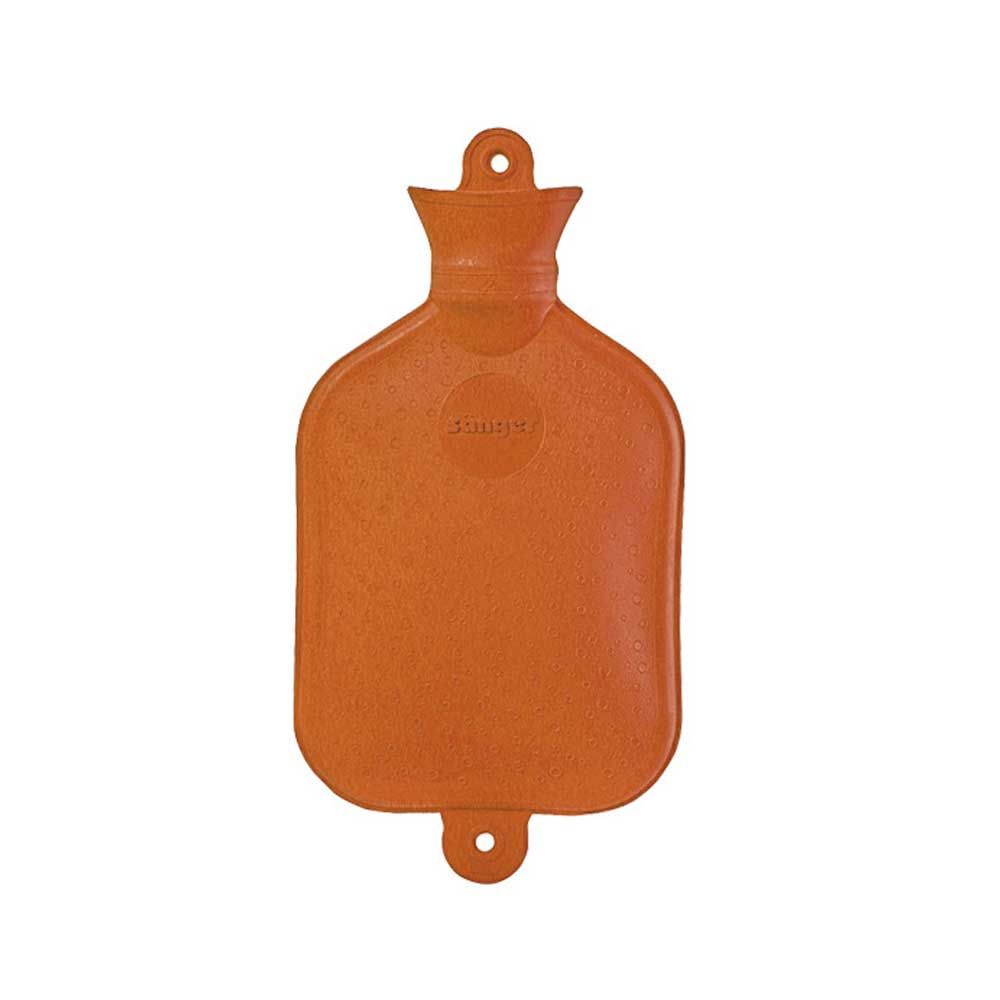 Wärmflasche aus Naturgummi, orangefarben, beidseitig glatt, mit Verschlussöse