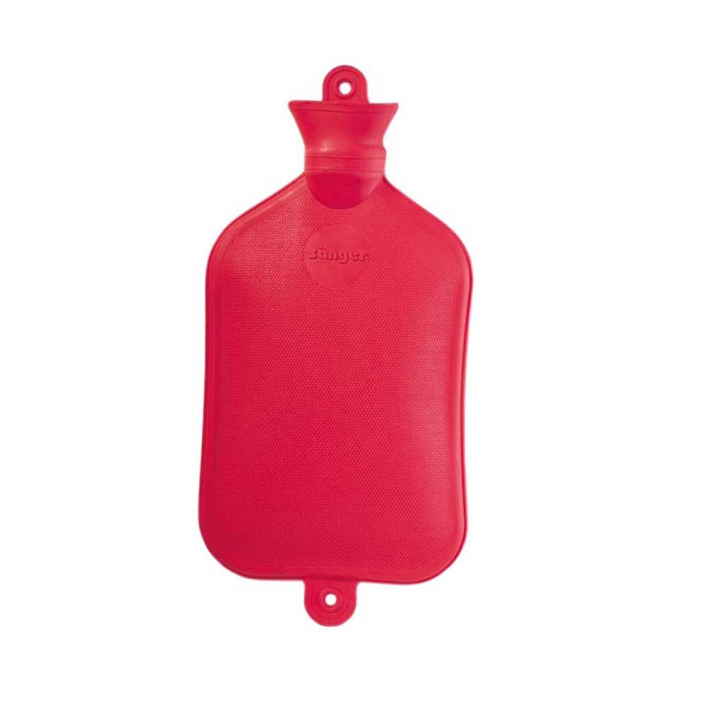 Wärmflasche aus Naturgummi, rot, beidseitig glatt mit Verschlussöse unten