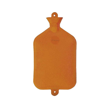 Wärmflasche aus Naturgummi, ocker-orange, beidseitig glatt, mit Verschlussöse