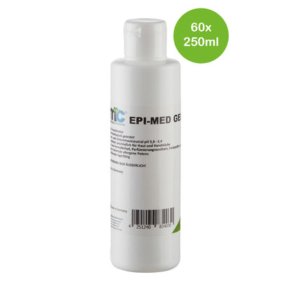 IPL-Kontaktgel EPI-MED GEL, 60×250 ml Flasche mit Etikett und weißem Verschluss
