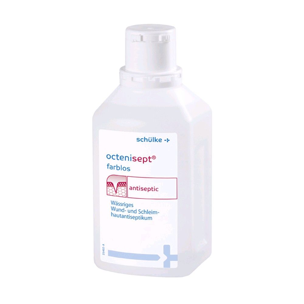 Schülke Octenisept® farbloses Antiseptikum, Flasche mit Etikett (Vorderseite)