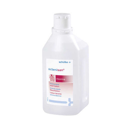 Schülke octenisan® Waschlotion, große weiße Flasche mit Dosierkappe, Frontansicht