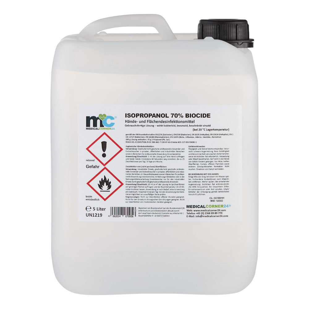 5-Liter-Desinfektionskanister MC24® mit Etikett und Griff oben