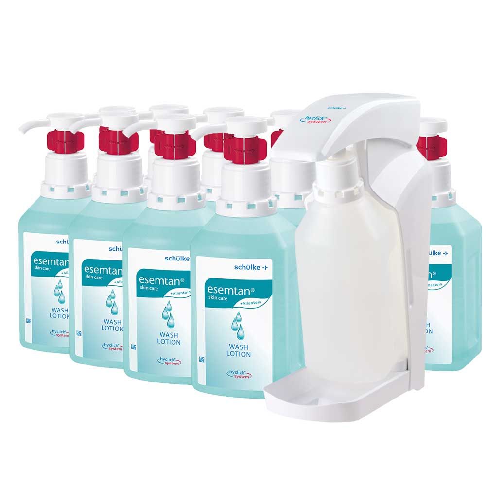 Schülke esemtan® Waschlotion-Set mit Vario-Spender und 10 Flaschen, hyclick