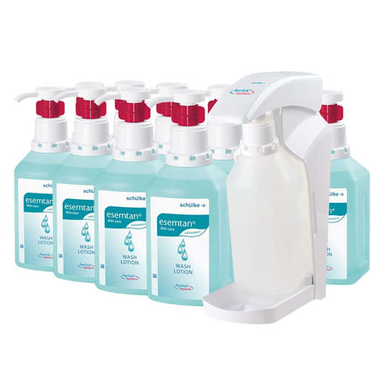 Schülke esemtan® Waschlotion-Set mit Vario-Spender und 10 Flaschen, hyclick