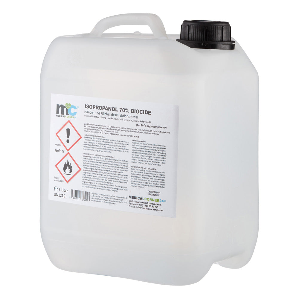 5-Liter-Desinfektionskanister MC24® mit schwarzem Deckel und Etikett