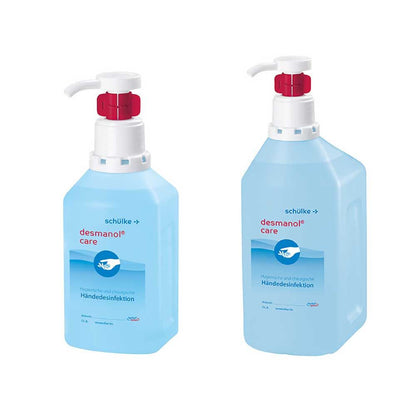 Händedesinfektion desmanol® care, Hyclick, 2 Spenderflaschen mit Pumpspender, blau