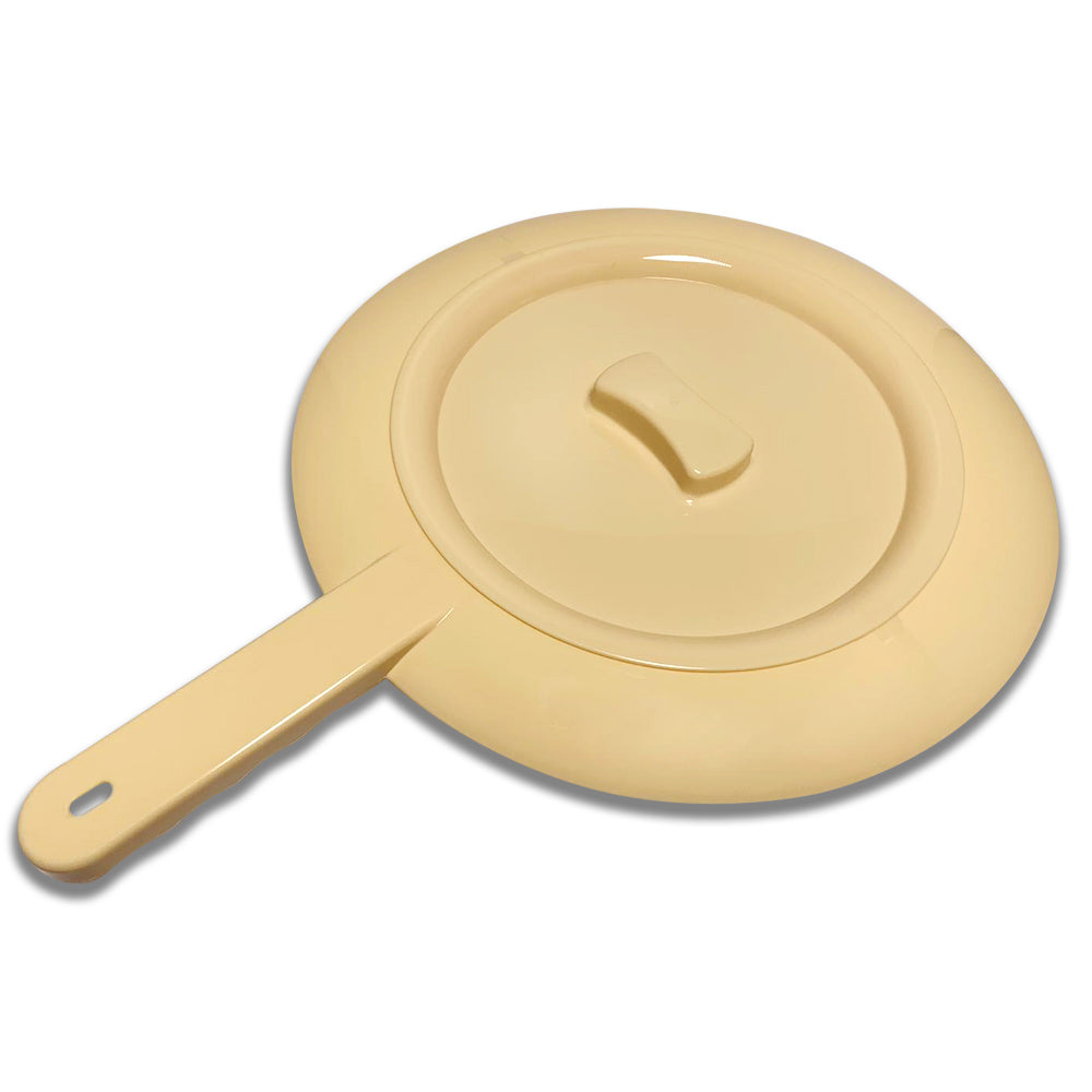 Steckbecken mit Deckel und Schleifengriff, cremefarben