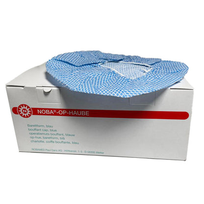 OP-Haube Noba® in Blau, Barettform, Netzgewebe im Karton
