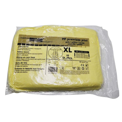 Infektionsschutzkittel aus Vlies in Folienverpackung, gelb, Größe XL, 10 Stk.