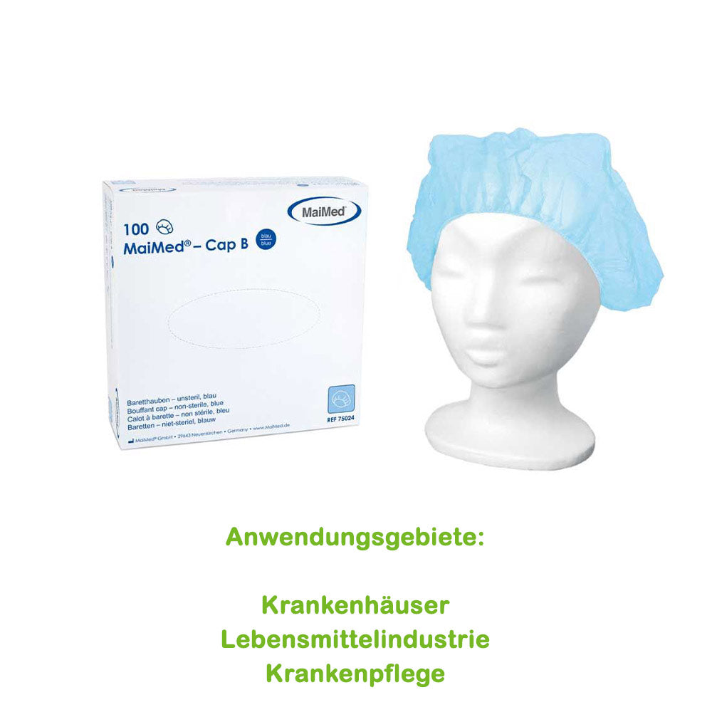 MaiMed Cap B Einweg-Baretthauben, lichtblau; Haube mit Kartonpackung