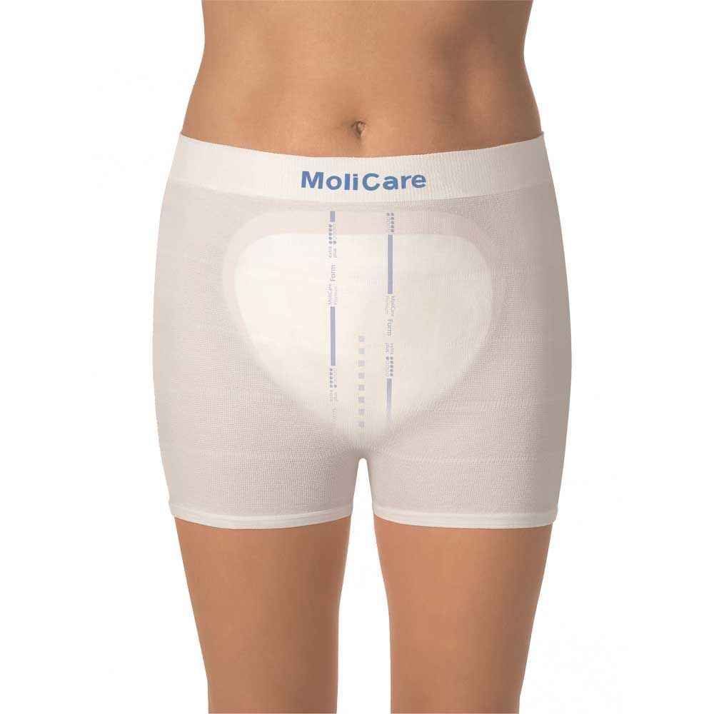Weiße Fixpants Fixierhöschen mit MoliCare-Band und flachen Beinabschlüssen