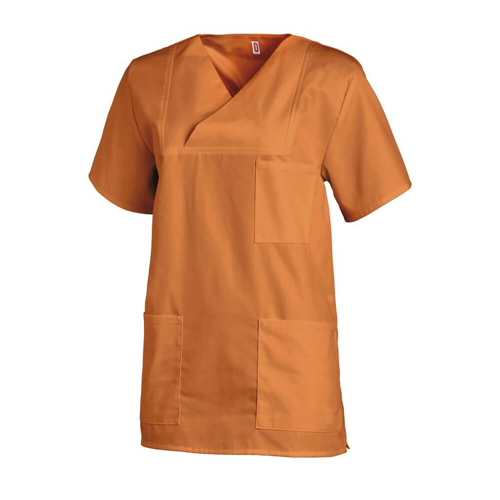 Schlupfkasack mit Kurzarm, V-Ausschnitt und Brusttasche sowie 2 Seitentaschen, orange