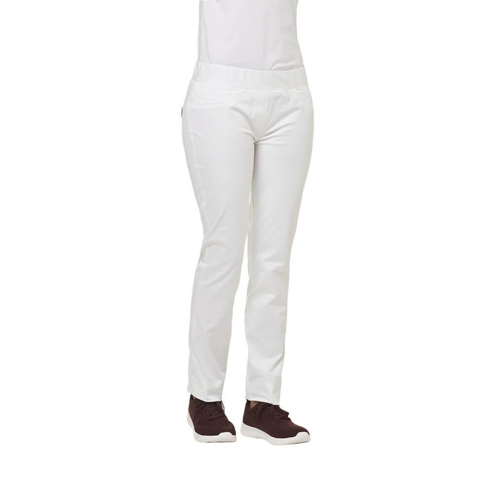 Leiber Damenhose mit Rundumgummizug, gerade weiß, vorn mit Naht