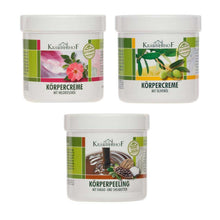 Asam Kräuterhof® Körperpflege-Set: drei Dosen (Körpercreme & Körperpeeling)