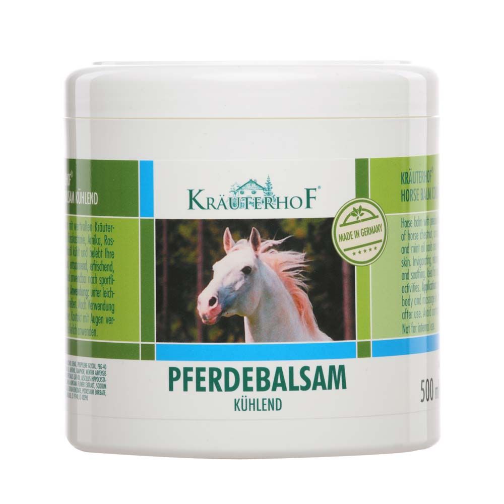 Asam Kräuterhof® Pferdebalsam kühlend Tiegel, weiß mit grün-blauem Label