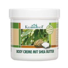 Asam Kräuterhof® Bodycreme mit Sheabutter in weißer Dose, Aufdruck auf Vorderseite