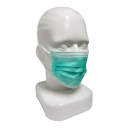 Grüne OP-Maske mit Gummizug, dreilagig