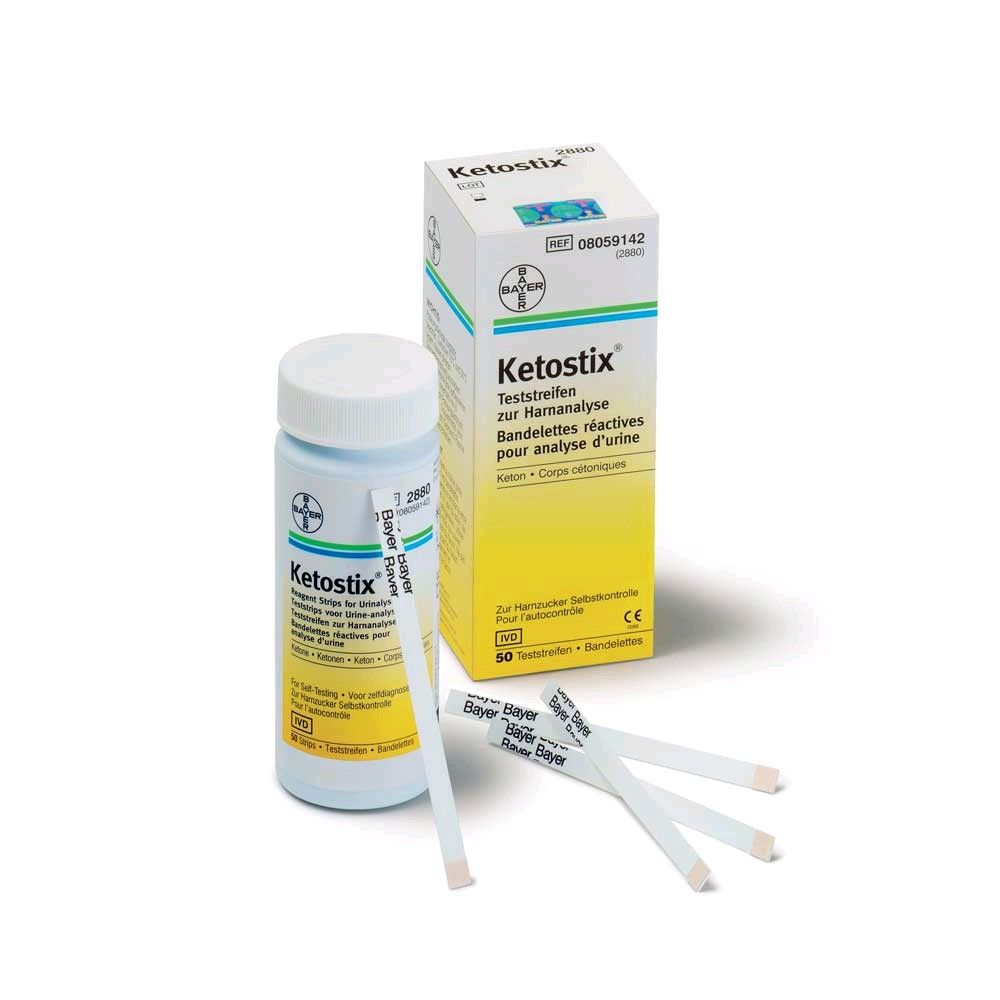 Ketostix Urinteststreifen, Set mit 50 Stück, Fläschchen und Teststreifen
