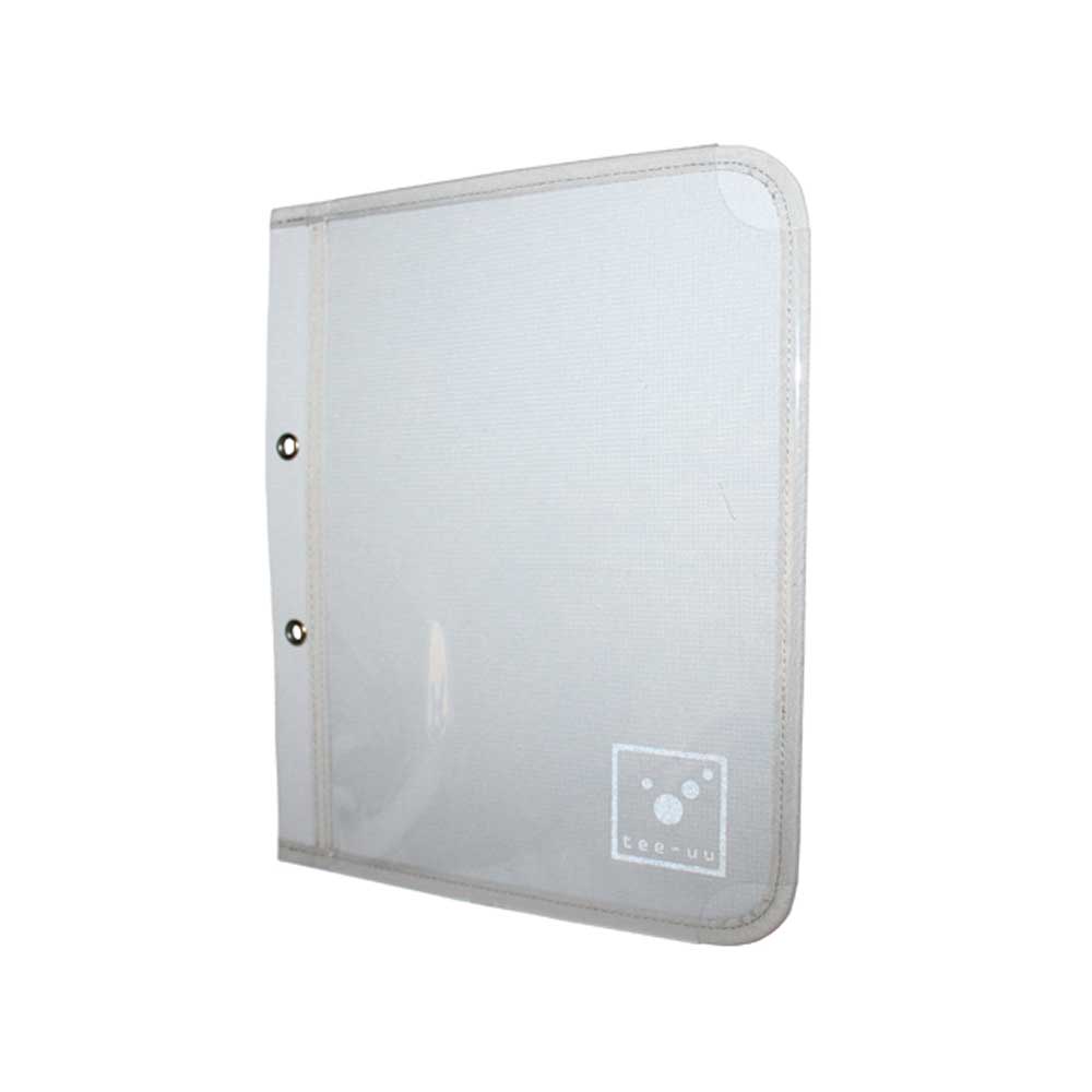Grau Tablet-Einhefter mit Klappe, Rückseite mit Label, 2 Ringlöchern
