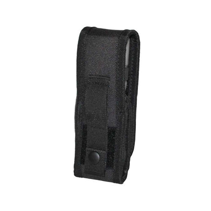 Schwarzes Taschenlampen-Holster mit Gürtelbefestigung und Klettfläche
