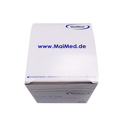 MaiMed MK sterile Mullkompressen, Kartonverpackung mit Logo und Aufdruck