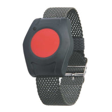 Armbandsender mit rotem Druckknopf und schwarzen Zinkgewebe-Armband
