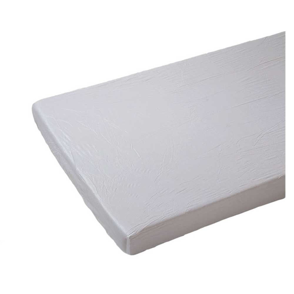 Spannbettlaken mit Inkontinenzschutz aus Kunststoff, weiß